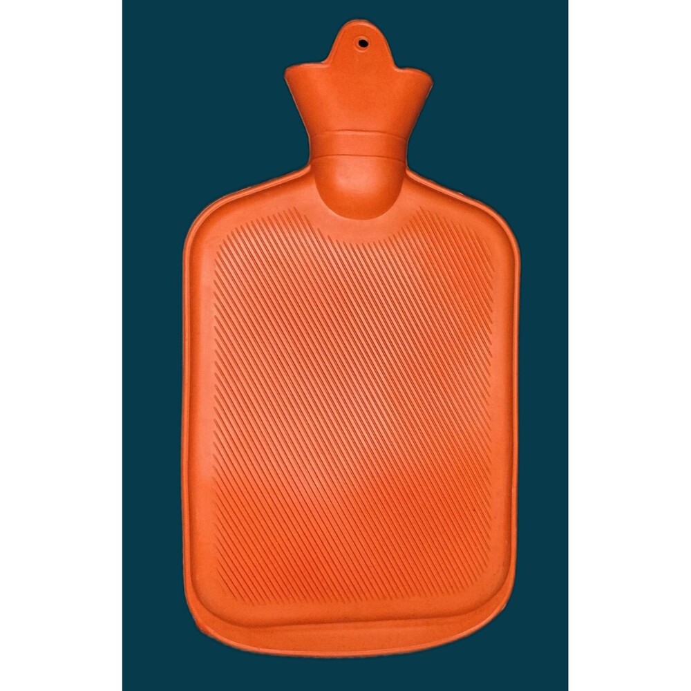 Classic Rubber Water Bottle + Stopper Travel Hiking Camping Screw Top Lid Orange
